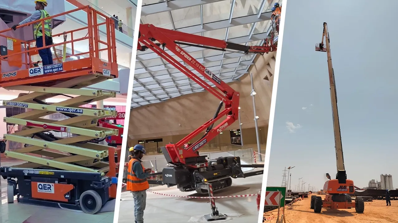 Lift Rentals KSA رافعات مقصية ومان لفت ورافعات شوكية وكرين للإيجار في مواقع العمل بالسعودية
