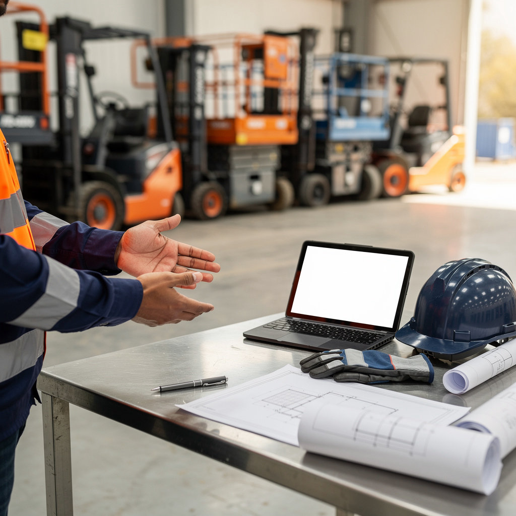 Lift Rentals KSA موقع عمل منظم يوضح اختيار رافعة مقصية مناسبة لمشروع في السعودية